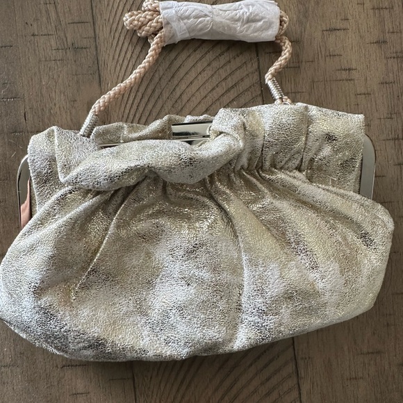 Handbags - Elegant Silver Wristlet with Rope Handle